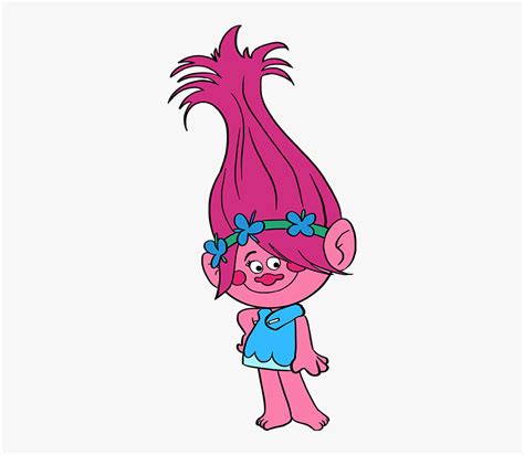 How To Draw Poppy From Trolls - Cartoon, HD Png Download - kindpng