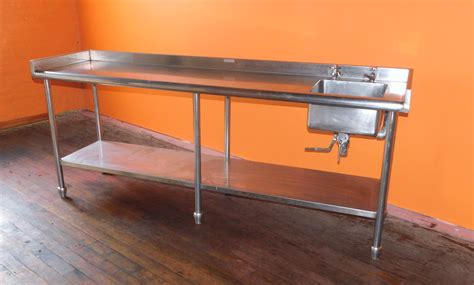 90" x 24" Heavy Duty Stainless Steel Prep Table with Sink | trec