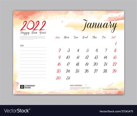 Calendar 2022 template-january month design Vector Image