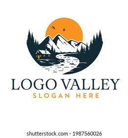 Mountain Valley Logo Design Template: vetor stock (livre de direitos) 1987560026 | Shutterstock