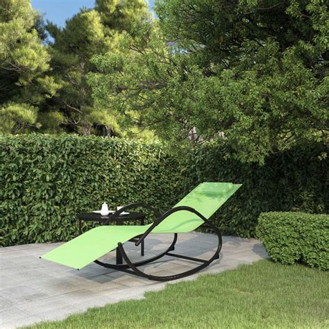 JIN - Chaise longue à bascule Vert Acier et textilène - Cdiscount Jardin