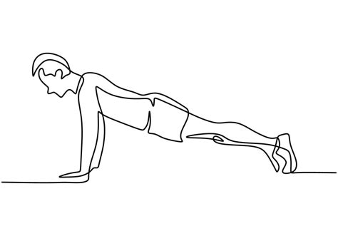 Download One continuous line drawing of young man training doing push ups for free | Continuous ...