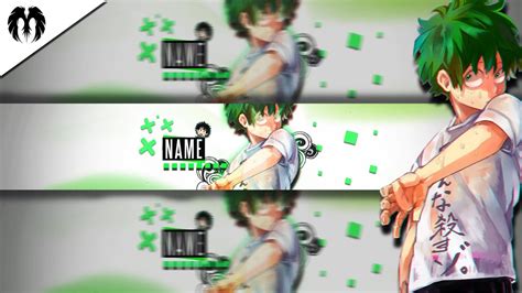 「FREE ANIME YOUTUBE BANNER TEMPLATE」Boku no Hero Academia MIDORIYA | Jamieki - YouTube