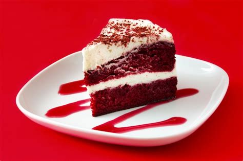 Premium Photo | Close up of red velvet cake slice