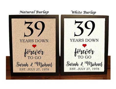 39th Anniversary Gift 39th Wedding Anniversary Gift Gift | Etsy