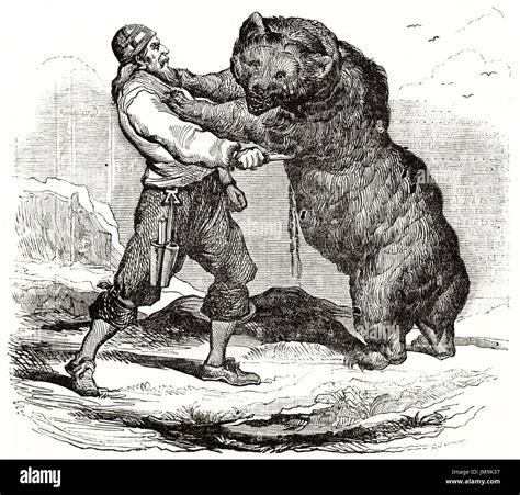 Man fighting bear vintage hi-res stock photography and images - Alamy