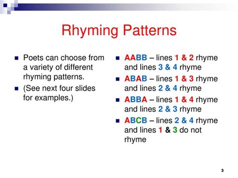 AABB Rhyme Scheme and Rhyming Pattern Examples