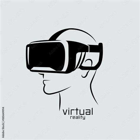 Virtual reality logo, flat design, vector, icon, black & white, VR ...