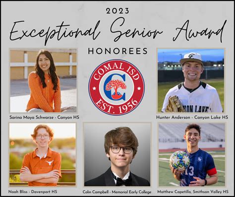 Comal ISD Students Receive 2023 Exceptional Senior Award | Comal Independent School District