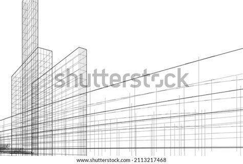 Abstract Architecture Linear Drawing Vector Illustration Stock Vector (Royalty Free) 2113217468 ...