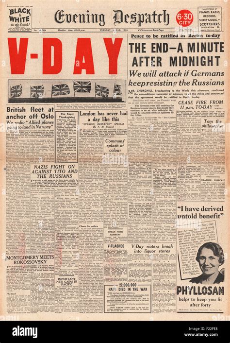 Ve day 1945 newspaper hi-res stock photography and images - Alamy