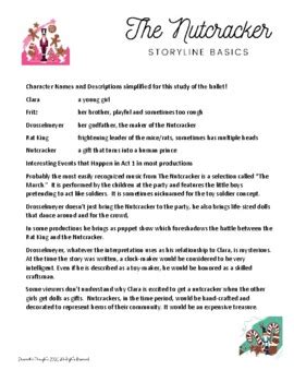 Nutcracker Storyline Basics with 2 pages for Student Notes | TpT