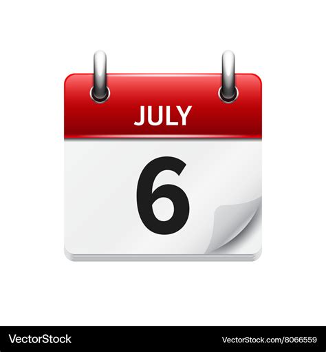 July 6 flat daily calendar icon date Royalty Free Vector