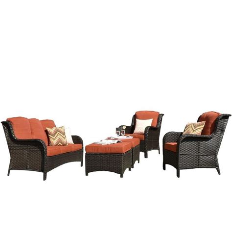 Ovios Ovios 5-Piece Patio Furniture Sets Rattan Wicker Chair Sectional ...