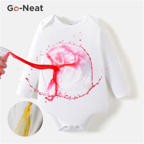 [0M--24M]Go-Neat Water Repellent and Stain Resistant Baby Boy/Girl Solid Long-sleeve Romper Only ...