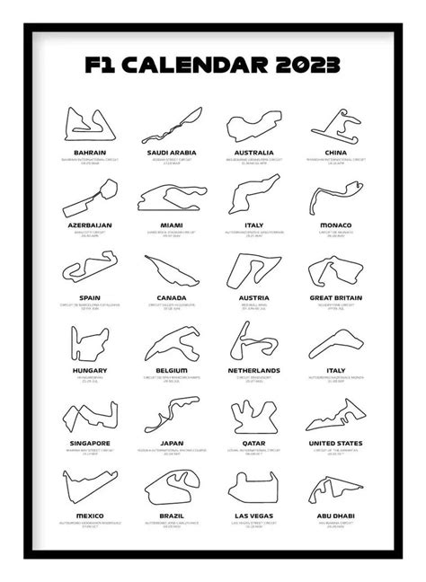 F1 Printable Schedule 2023