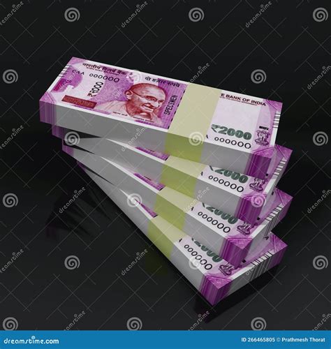 Indian Rupee Currency 2000 Rupee Note Bundles Stacked Isolated on Black ...