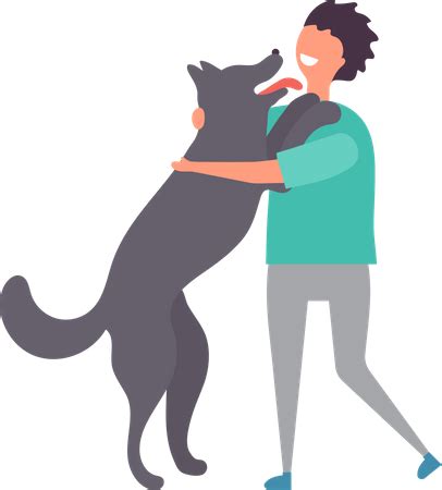 Best Premium Man Hugging Dog Illustration download in PNG & Vector format