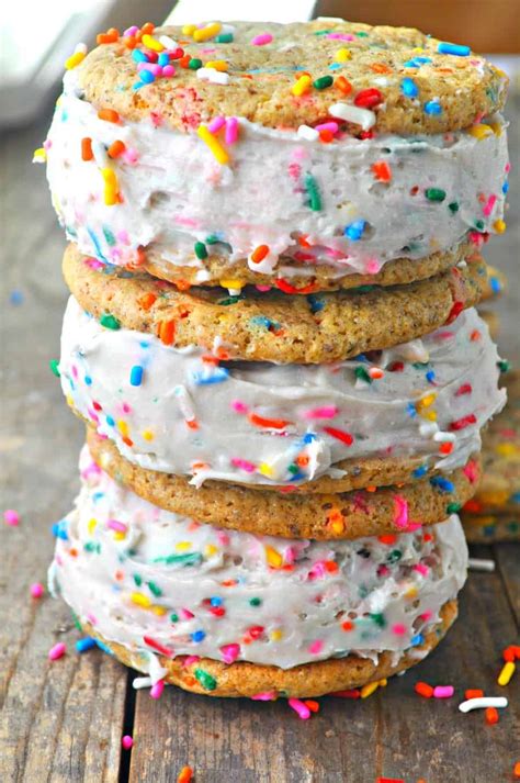 Vegan Birthday Cake Ice Cream Sandwiches - Rabbit and Wolves