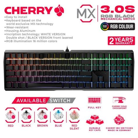 Promo Cherry Mx Mechanical Gaming Keyboard Black Rgb Full Keys - Mx 3.0S Rgb Diskon 17% di ...