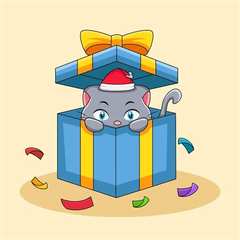 Premium Vector | Cute cat in gift box illustration