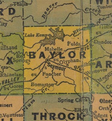 Baylor County, Texas, with vintage maps.