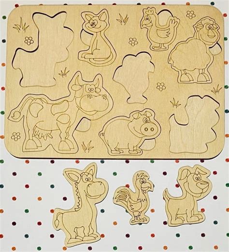 Laser Cut Animals Wooden Peg Puzzle Animal Puzzle Board Vector - Etsy