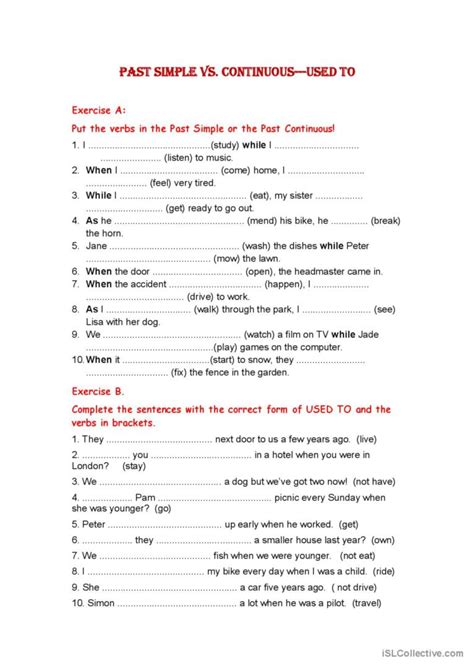 Past Simple, Past Continuous and Use…: English ESL worksheets pdf & doc