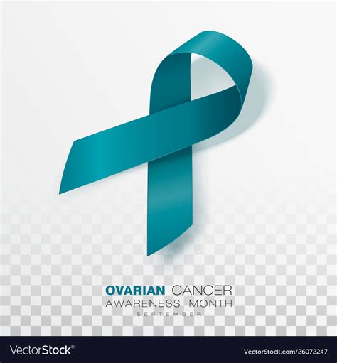 Ovarian cancer awareness month teal color ribbon Vector Image