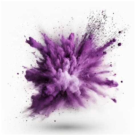 Premium Photo | Purple particle explosion on white background generative ai