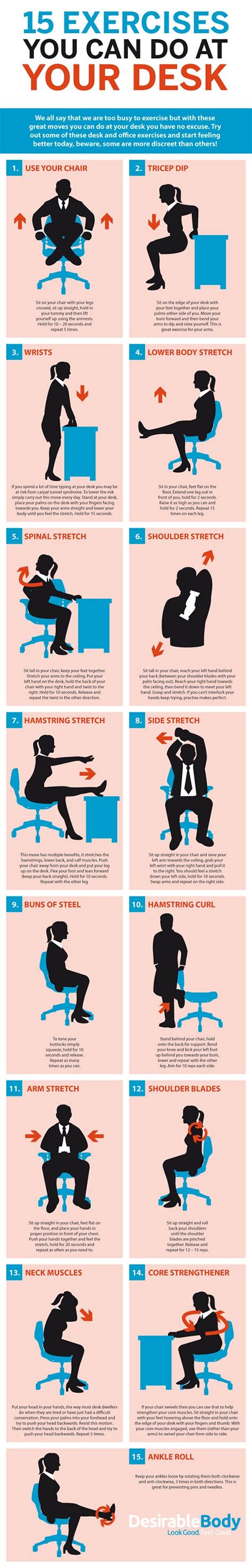 15 Exercises You Can Do at Your Desk