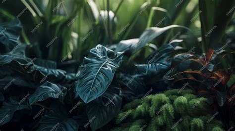 Premium AI Image | Lush vegetation in the tropical forest background image