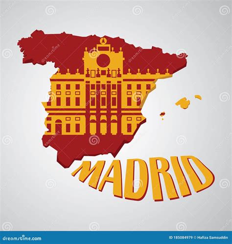 Spain Map with Royal Palace of Madrid. Vector Illustration Decorative ...