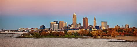 Cleveland Skyline Autumn Sunset Panorama Photograph by Marcia Colelli ...