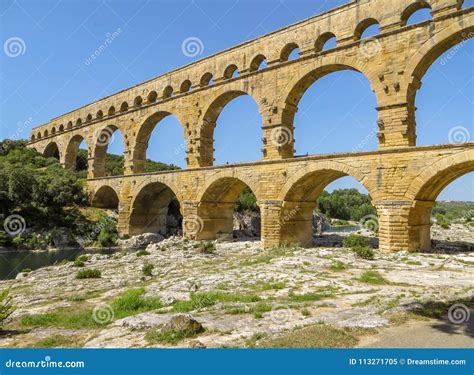 Ancient Roman Aqueduct, The Pont Du Gard, France Stock Photo | CartoonDealer.com #1391616