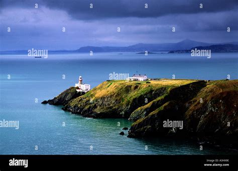 Irish Lighthouse in howth head co Dublin over looking Dublin Bay with ...