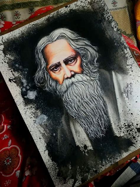 Rabindranath Tagore Portrait By Udit Porey, Paintings Fine Art for Sell