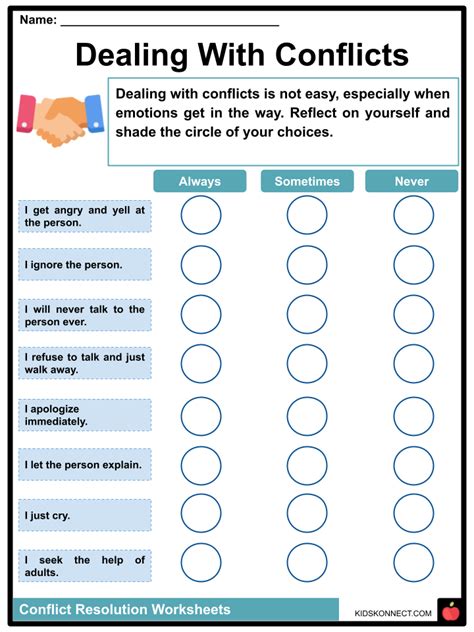 Couples Conflict Resolution Worksheet