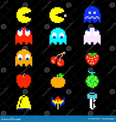 Pac Man And Ghosts For Arcade Computer Game Vector Set | CartoonDealer.com #77669515