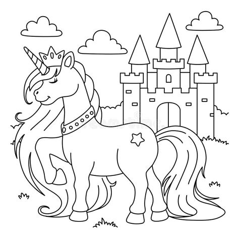 Unicorn Princess Coloring Page for Kids Stock Vector - Illustration of line, beautiful: 240439570