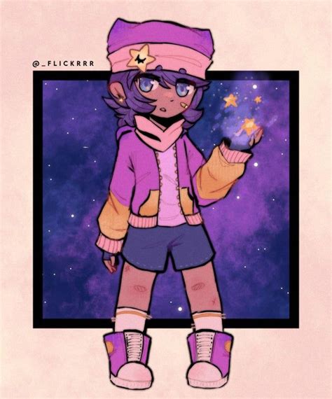 a drawing of a girl with glasses and a hat holding a star in her hand