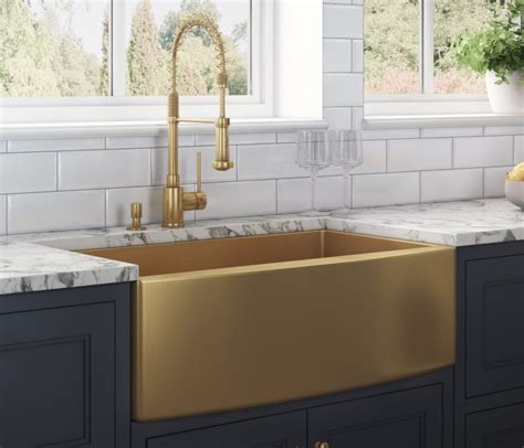 30-inch Farmhouse Sink - Brass Tone Matte Gold Stainless Steel - RVH9660GG - Contemporary ...