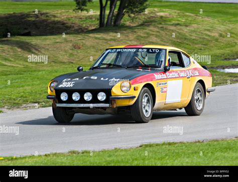 Datsun 240Z Rally Car on Rally Track at Oulton Park Motor Racing Circuit Cheshire England United ...