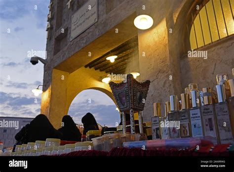 Doha, Qatar- qatari women next to a perfume shop at Souq Waqif Stock ...