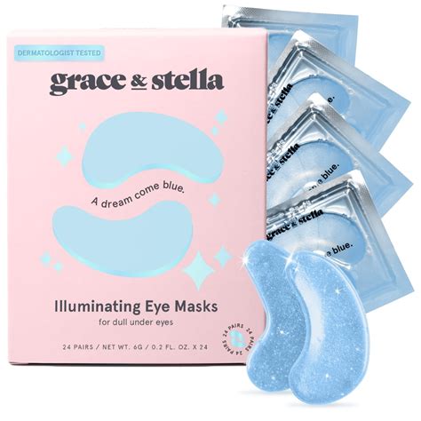 Grace and Stella Under Eye Mask (24 Pairs, Blue) - Dark Circles, Puffy Eyes Reducer, Vegan ...