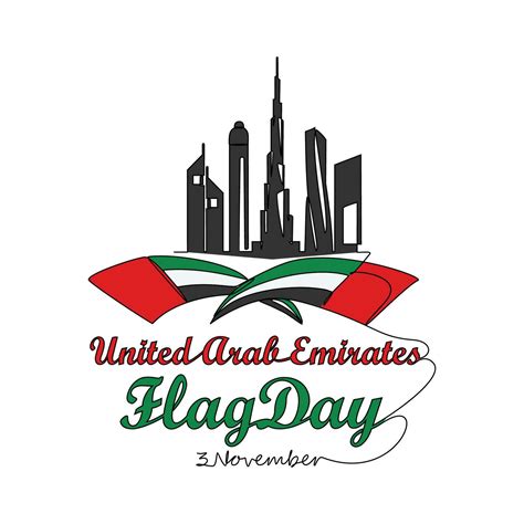 One continuous line drawing of UAE Flag Days on November 3rd. UAE Flag ...