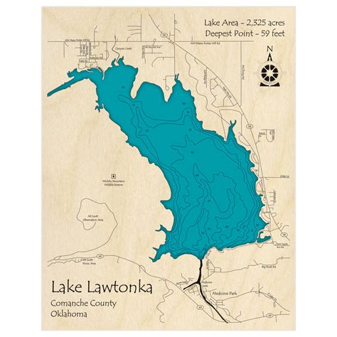 Lake Lawtonka 3D Custom Wood Map – Lake Art LLC