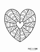 Easy Abstract Heart Coloring Pages sketch template