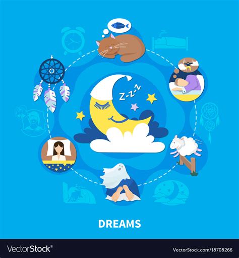 Night dreams symbols fiat composition Royalty Free Vector