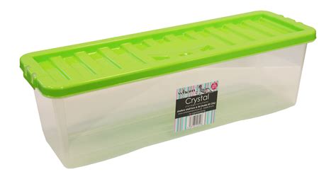 Shallow Shelf Clear Plastic Cd Storage Box With Lime Coloured Lid ...